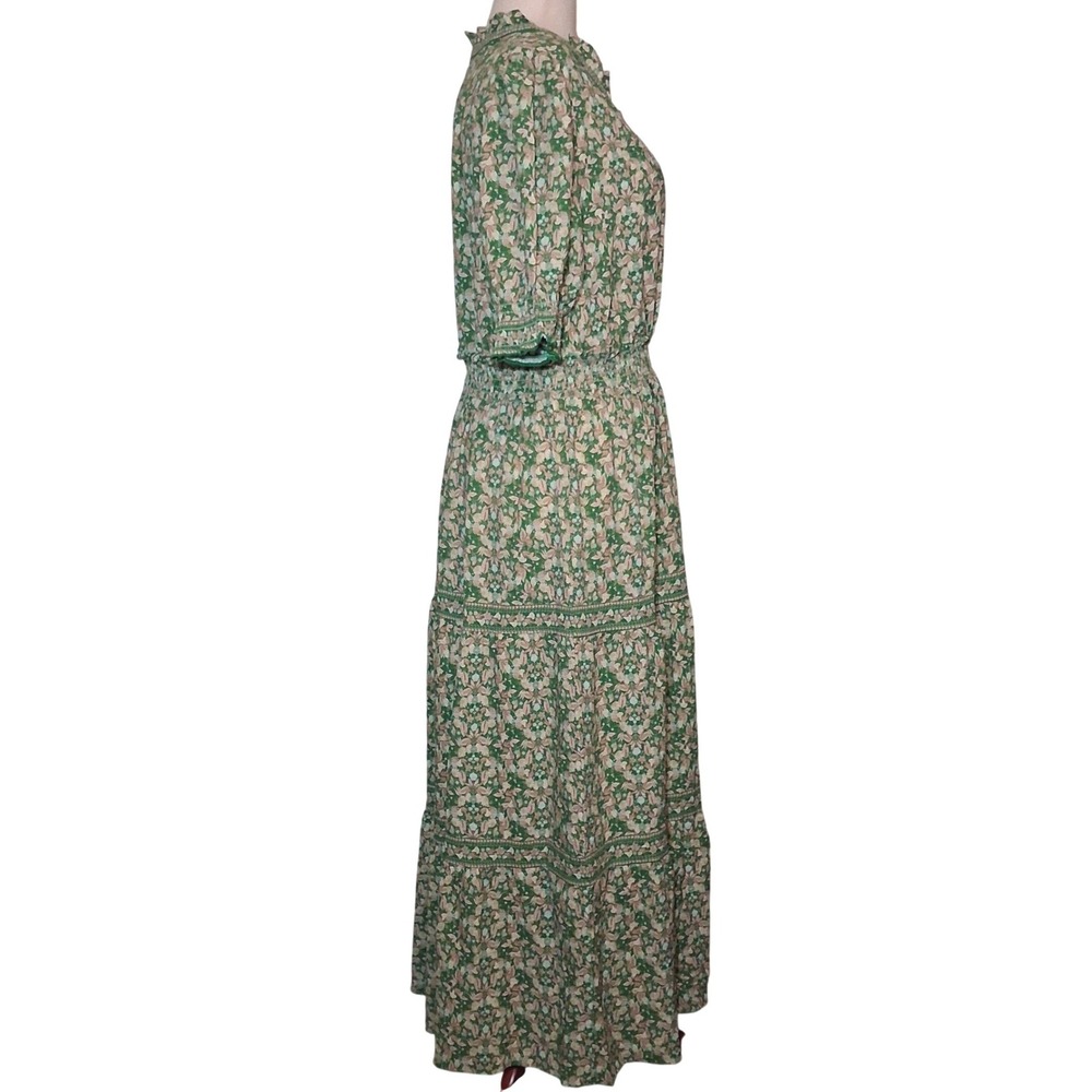NWT Max Studio London Green Floral Smocked Tiered Maxi Dress 1X Boho Feminine - Picture 7 of 15